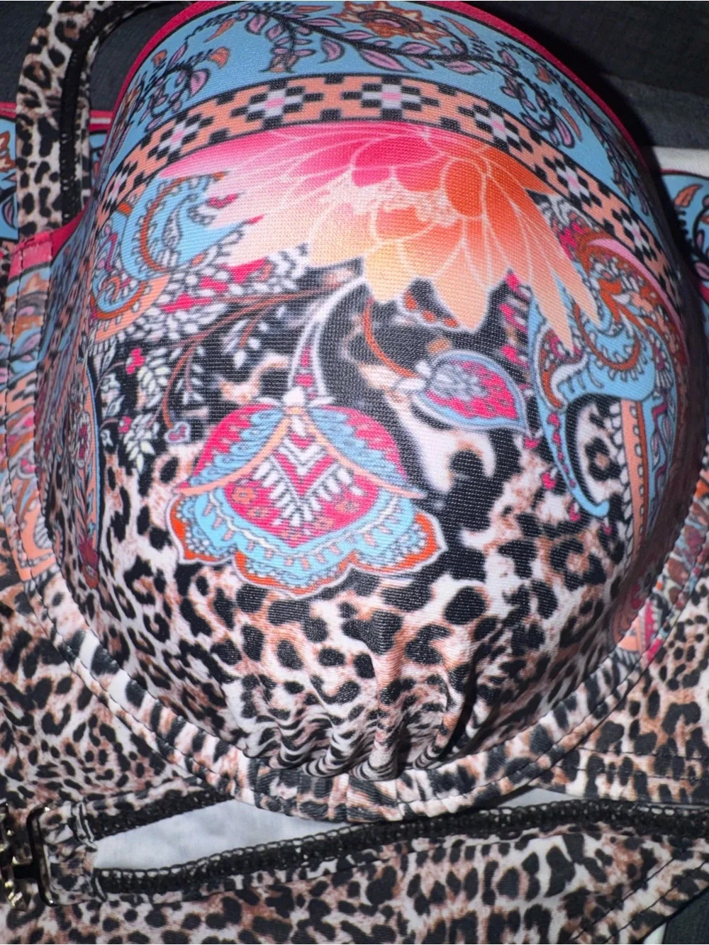Cupshe Leopard Paisley Push-Up Bikini Set in Blue and Pink - Picture 5 of 5